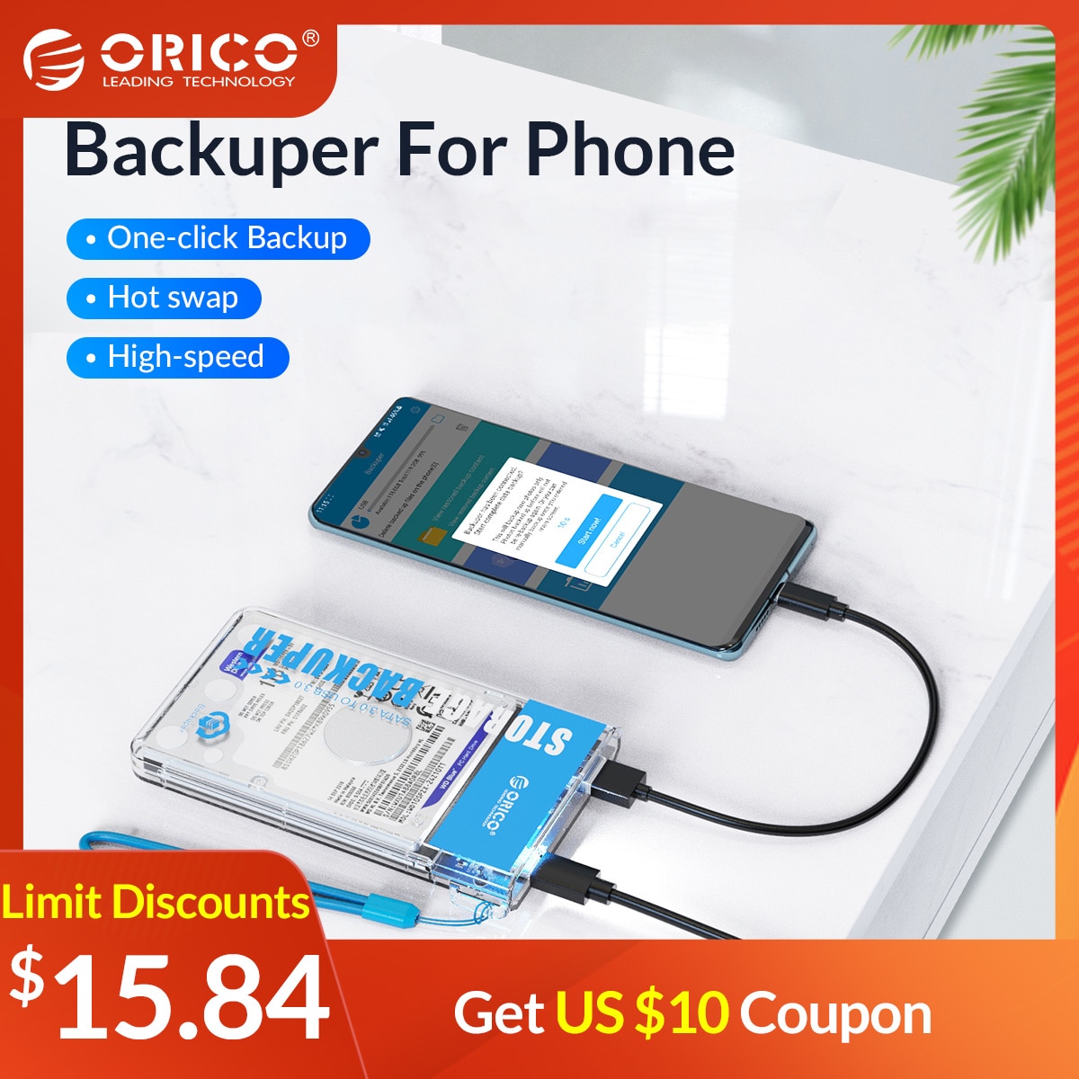 ORICO Backuper  ȭ  4 ׶Ʈ 뷮 5Gbps SATA TO USB C Ʈ ġ /, Ƽ, ۾ 